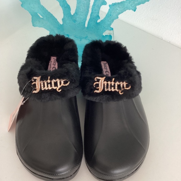 REDUCED Juicy Couture Women's Mule Clogs w/Luxurious Fur/Stylish Jewel Embellish - Picture 3 of 8
